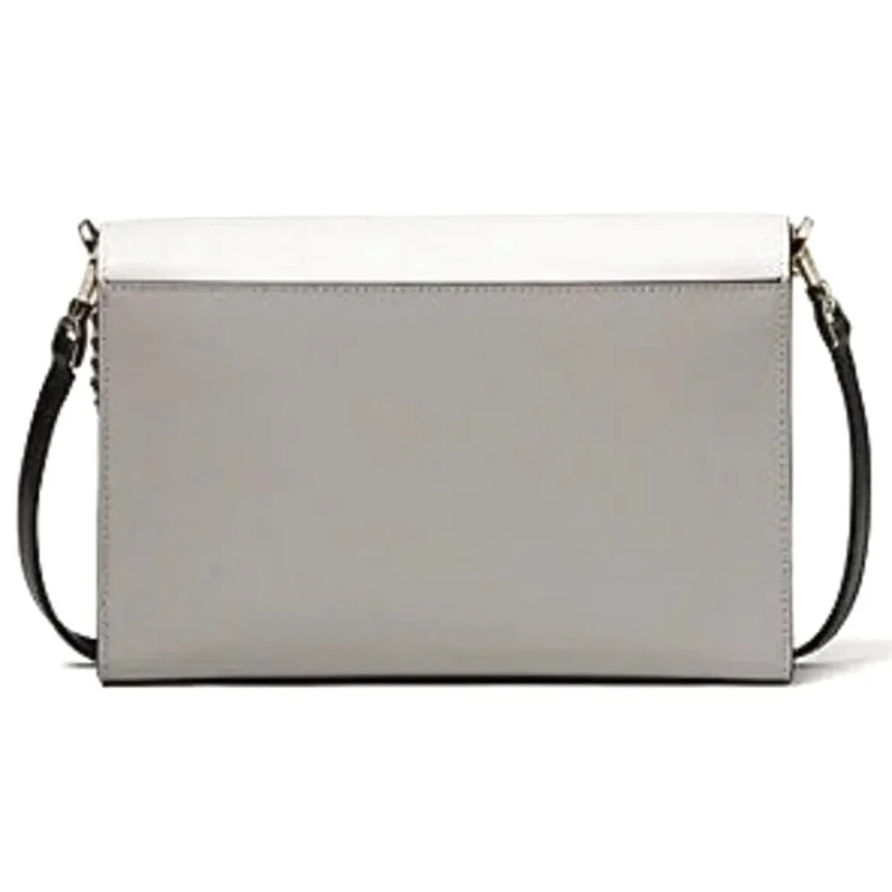 NWT Kate Spade Carson Leather Colorblock Crossbody Satchel Gray White Black MINT - Picture 3 of 15